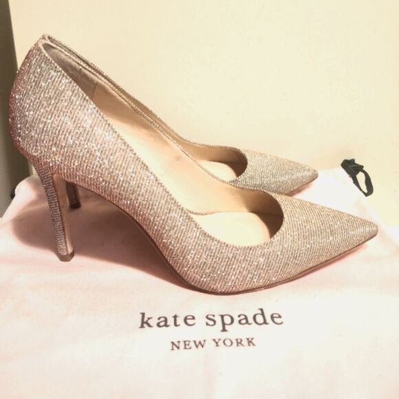 Kate Spade NY "Vivian" Pink Lurex Sparkly Pumps Sz.6.5 Ret $279 w/Dustbag & Box - Picture 5 of 16